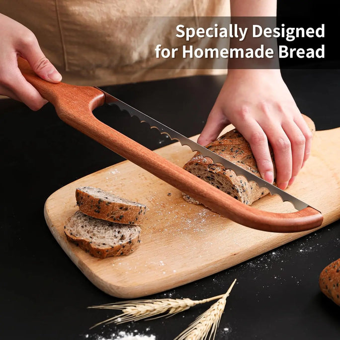 Serrated Bread Knife with Wooden Handle