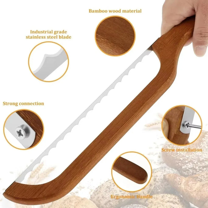 Serrated Bread Knife with Wooden Handle