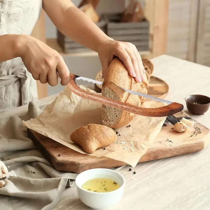 Serrated Bread Knife with Wooden Handle